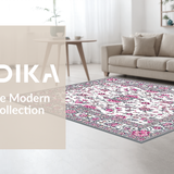Ultra Soft Area Rug, Non Slip, Stain Resistant, Washable Area Rugs for Living Room, Bedroom, Stylish Abstract Linear Composition(White)