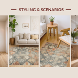 Ultra Soft Area Rug, Non Slip, Stain Resistant, Washable Area Rugs for Living Room, Bedroom, Rustic Diamond Patterned Charm(Orange)