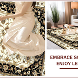 Ultra Soft Area Rug, Non Slip, Stain Resistant, Washable Area Rugs for Living Room, Bedroom, Traditional Elegant Floral Medallion(Black)