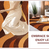 Ultra Soft Area Rug, Non Slip, Stain Resistant, Washable Area Rugs for Living Room, Bedroom, Modern Wavy Circles Living Room Plush Area Rug(Brown)