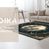 Ultra Soft Area Rug, Non Slip, Stain Resistant, Washable Area Rugs for Living Room, Bedroom, Vibrant Esoteric Cosmic Pattern(Black)