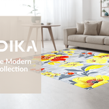 Ultra Soft Area Rug, Non Slip, Stain Resistant, Washable Area Rugs for Living Room, Bedroom, Charming Pastel Botanical Motif(Yellow)