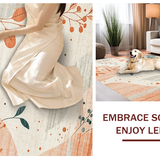 Ultra Soft Area Rug, Non Slip, Stain Resistant, Washable Area Rugs for Living Room, Bedroom, Rustic Low Pile Abstract Design(Beige)