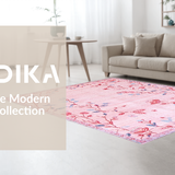 Ultra Soft Area Rug, Non Slip, Stain Resistant, Washable Area Rugs for Living Room, Bedroom, Delicate Floral Insect Design(Pink)