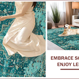 Ultra Soft Area Rug, Non Slip, Stain Resistant, Washable Area Rugs for Living Room, Bedroom, Elegant Distressed Medallion Motif(Blue)