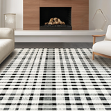 Ultra Soft Area Rug, Non Slip, Stain Resistant, Washable Area Rugs for Living Room, Bedroom, Graphic Striped Corridor Rug with Crisp Black and White Parallel Lines(Black)