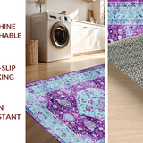 Ultra Soft Area Rug, Non Slip, Stain Resistant, Washable Area Rugs for Living Room, Bedroom, Transitional Earth Tone Composition(Purple)