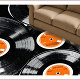 Ultra Soft Area Rug, Non Slip, Stain Resistant, Washable Area Rugs for Living Room, Bedroom, Vinyl Record Semi Circle(Black)