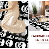 Ultra Soft Area Rug, Non Slip, Stain Resistant, Washable Area Rugs for Living Room, Bedroom, Lighthearted Vintage Skeleton Imagery(Black)