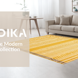 Ultra Soft Area Rug, Non Slip, Stain Resistant, Washable Area Rugs for Living Room, Bedroom, Eclectic Crochet Border Design(Gold)