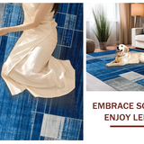 Ultra Soft Area Rug, Non Slip, Stain Resistant, Washable Area Rugs for Living Room, Bedroom, Chic Blue Tiled Pattern Aesthetic(Blue)