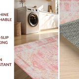 Ultra Soft Area Rug, Non Slip, Stain Resistant, Washable Area Rugs for Living Room, Bedroom, Rustic Symmetrical Patterned Charm(Pink)
