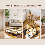 Ultra Soft Area Rug, Non Slip, Stain Resistant, Washable Area Rugs for Living Room, Bedroom, Stylish Round Nature Motif(Brown)