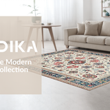 Ultra Soft Area Rug, Non Slip, Stain Resistant, Washable Area Rugs for Living Room, Bedroom, Rustic Neutral Abstract Elements(Beige)