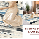 Ultra Soft Area Rug, Non Slip, Stain Resistant, Washable Area Rugs for Living Room, Bedroom, Urban Chic Stripe Pattern Rug Featuring Graphic Lines and Dynamic Contrast(Beige)