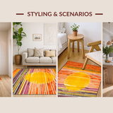 Ultra Soft Area Rug, Non Slip, Stain Resistant, Washable Area Rugs for Living Room, Bedroom, Dynamic Rainbow Wave Print(Orange)