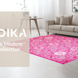 Ultra Soft Area Rug, Non Slip, Stain Resistant, Washable Area Rugs for Living Room, Bedroom, Whimsical Round Blossom Design(Pink)