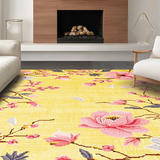 Ultra Soft Area Rug, Non Slip, Stain Resistant, Washable Area Rugs for Living Room, Bedroom, Modern Nature-Inspired Floral Art(Yellow)