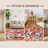 Ultra Soft Area Rug, Non Slip, Stain Resistant, Washable Area Rugs for Living Room, Bedroom, Contemporary Bold Medallion Design(Red)