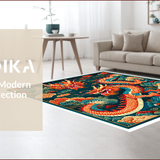 Ultra Soft Area Rug, Non Slip, Stain Resistant, Washable Area Rugs for Living Room, Bedroom, Dragon Castle Fantasy(Red)
