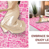 Ultra Soft Area Rug, Non Slip, Stain Resistant, Washable Area Rugs for Living Room, Bedroom, Pastel Playful Round Educational Accent(Pink)