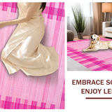 Ultra Soft Area Rug, Non Slip, Stain Resistant, Washable Area Rugs for Living Room, Bedroom, Luxurious Pink Purple Grid(Pink)
