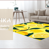 Ultra Soft Area Rug, Non Slip, Stain Resistant, Washable Area Rugs for Living Room, Bedroom, Radiant Lemon Patterned Elegance(Yellow)