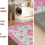Ultra Soft Area Rug, Non Slip, Stain Resistant, Washable Area Rugs for Living Room, Bedroom, Stylish Minimalist Ogee Pattern(Pink)
