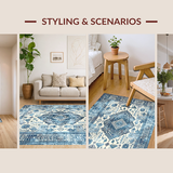 Ultra Soft Area Rug, Non Slip, Stain Resistant, Washable Area Rugs for Living Room, Bedroom, Serene Abstract Blue Pattern(Blue)