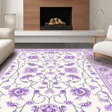 Ultra Soft Area Rug, Non Slip, Stain Resistant, Washable Area Rugs for Living Room, Bedroom, Lavender Ethereal Waves Style(White)