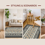 Ultra Soft Area Rug, Non Slip, Stain Resistant, Washable Area Rugs for Living Room, Bedroom, Cozy Ethnic Inspired Floor Decor(Brown)