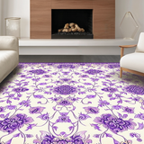 Ultra Soft Area Rug, Non Slip, Stain Resistant, Washable Area Rugs for Living Room, Bedroom, Fresh Purple Blossom Artistry(Ivory)