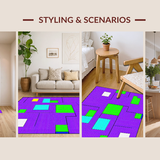 Ultra Soft Area Rug, Non Slip, Stain Resistant, Washable Area Rugs for Living Room, Bedroom, Vibrant Educational Tiled Design(Purple)