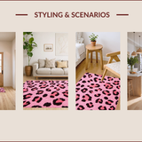 Ultra Soft Area Rug, Non Slip, Stain Resistant, Washable Area Rugs for Living Room, Bedroom, Vibrant Faux Cowhide Area Rug for Bedrooms(Pink)