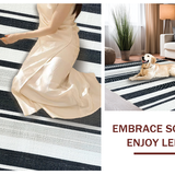 Ultra Soft Area Rug, Non Slip, Stain Resistant, Washable Area Rugs for Living Room, Bedroom, Contemporary Striped Rug, Versatile Geometric Art(Black)