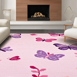 Ultra Soft Area Rug, Non Slip, Stain Resistant, Washable Area Rugs for Living Room, Bedroom, Playful Pastel Butterfly Aesthetic(Pink)