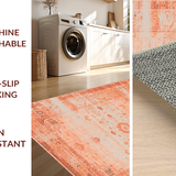 Ultra Soft Area Rug, Non Slip, Stain Resistant, Washable Area Rugs for Living Room, Bedroom, Cozy Orange and Gray Medallion(Orange)