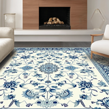 Elegant Ivory Blue Botanical Motif(Beige)