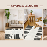 Ultra Soft Area Rug, Non Slip, Stain Resistant, Washable Area Rugs for Living Room, Bedroom, Minimalist Two-Tone Linear Rug with Striking Black and White Stripe Composition(Gray)