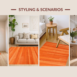 Ultra Soft Area Rug, Non Slip, Stain Resistant, Washable Area Rugs for Living Room, Bedroom, Chic Terracotta Textured Runner(Orange)