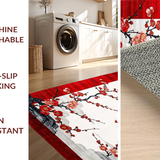 Ultra Soft Area Rug, Non Slip, Stain Resistant, Washable Area Rugs for Living Room, Bedroom, Traditional Japanese Blossom Theme(Red)