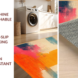 Ultra Soft Area Rug, Non Slip, Stain Resistant, Washable Area Rugs for Living Room, Bedroom, Modern Colorful Textured Waves(Orange)