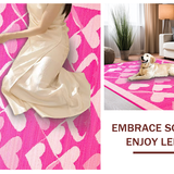 Ultra Soft Area Rug, Non Slip, Stain Resistant, Washable Area Rugs for Living Room, Bedroom, Trendy Abstract Heart Shapes(Pink)