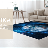 Ultra Soft Area Rug, Non Slip, Stain Resistant, Washable Area Rugs for Living Room, Bedroom, Round Earth Map Yoga Meditation Rug(Blue)