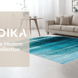 Ultra Soft Area Rug, Non Slip, Stain Resistant, Washable Area Rugs for Living Room, Bedroom, Washable Round Rug: Boho Ombre Style Area Rug(Blue)