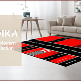 Ultra Soft Area Rug, Non Slip, Stain Resistant, Washable Area Rugs for Living Room, Bedroom, Chic Monochrome Geometric Motif(Red)