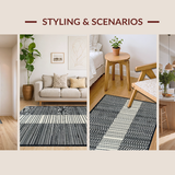Ultra Soft Area Rug, Non Slip, Stain Resistant, Washable Area Rugs for Living Room, Bedroom, Classic Striped Area Rug(Black)