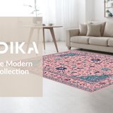 Ultra Soft Area Rug, Non Slip, Stain Resistant, Washable Area Rugs for Living Room, Bedroom, Artful Black Floral Composition(Pink)