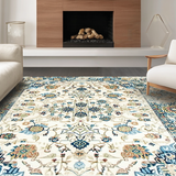 Ultra Soft Area Rug, Non Slip, Stain Resistant, Washable Area Rugs for Living Room, Bedroom, Contemporary Light Bloom Design(Beige)