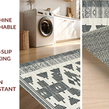 Ultra Soft Area Rug, Non Slip, Stain Resistant, Washable Area Rugs for Living Room, Bedroom, Neutral Toned Geometric Motif(Gray)